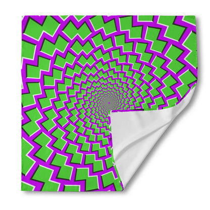 Green Shapes Moving Optical Illusion Silk Bandana