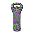 Green Shapes Moving Optical Illusion Single Neoprene Wine Tote