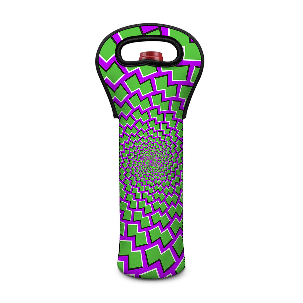 Green Shapes Moving Optical Illusion Single Neoprene Wine Tote