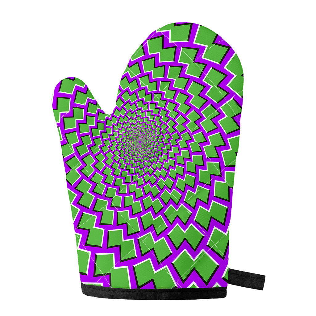 Green Shapes Moving Optical Illusion Single Oven Mitt