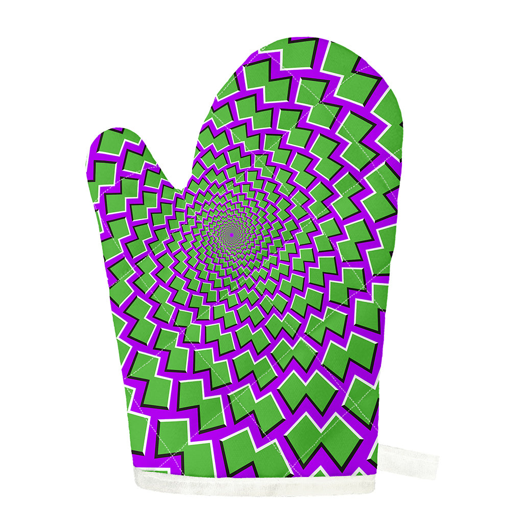Green Shapes Moving Optical Illusion Single Oven Mitt