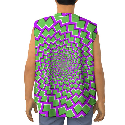 Green Shapes Moving Optical Illusion Sleeveless Baseball Jersey