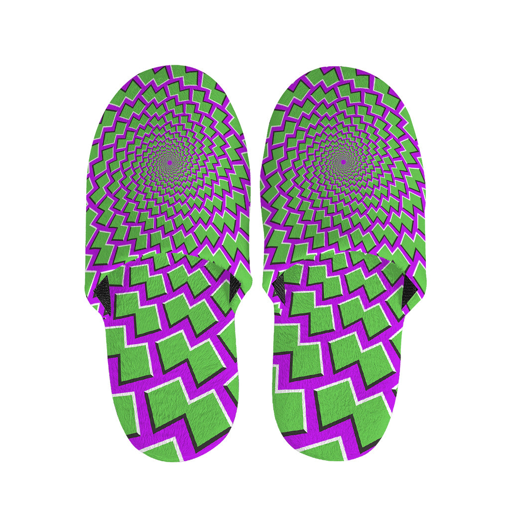 Green Shapes Moving Optical Illusion Slippers