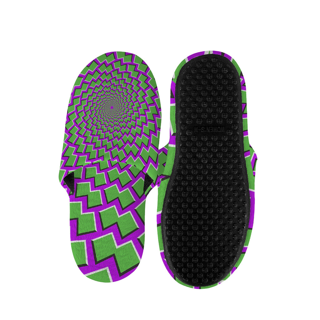 Green Shapes Moving Optical Illusion Slippers