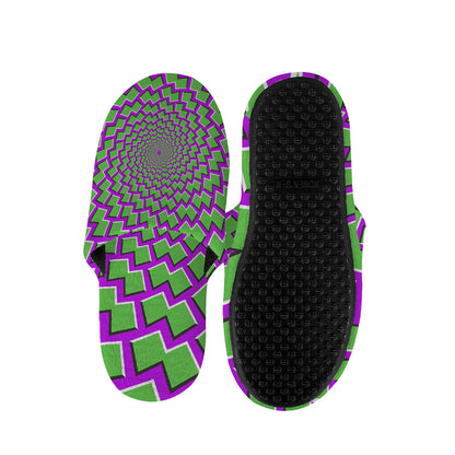Green Shapes Moving Optical Illusion Slippers