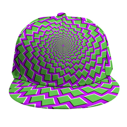 Green Shapes Moving Optical Illusion Snapback Cap