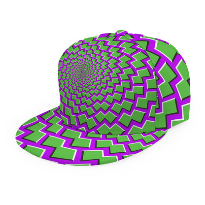 Green Shapes Moving Optical Illusion Snapback Cap