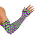 Green Shapes Moving Optical Illusion Sun Protection Arm Sleeves