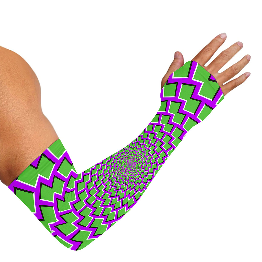 Green Shapes Moving Optical Illusion Sun Protection Arm Sleeves