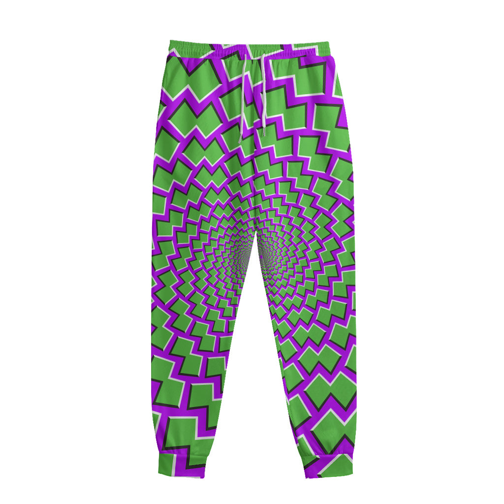 Green Shapes Moving Optical Illusion Sweatpants