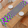 Green Shapes Moving Optical Illusion Table Runner