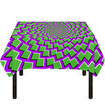 Green Shapes Moving Optical Illusion Tablecloth