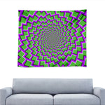 Green Shapes Moving Optical Illusion Tapestry