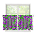 Green Shapes Moving Optical Illusion Tier Curtains