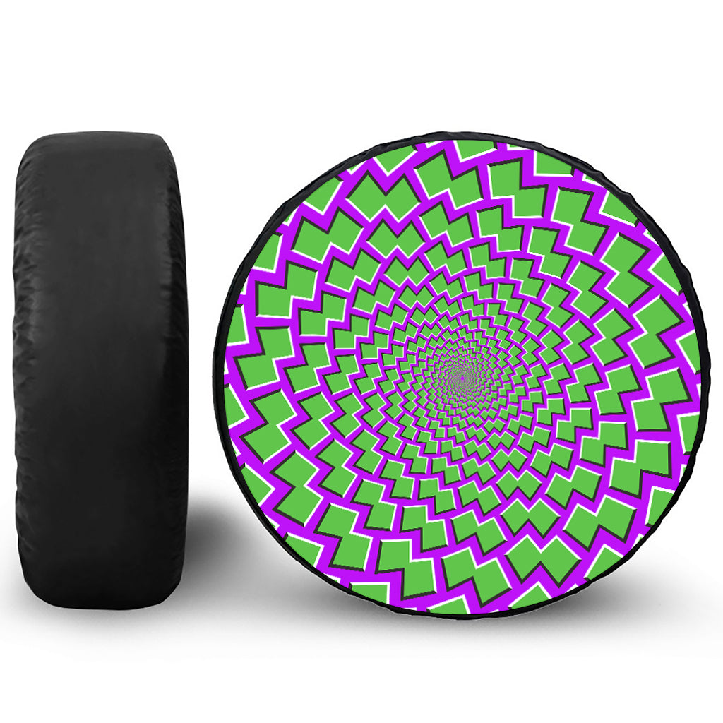 Green Shapes Moving Optical Illusion Tire Cover