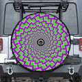 Green Shapes Moving Optical Illusion Tire Cover With Camera Hole