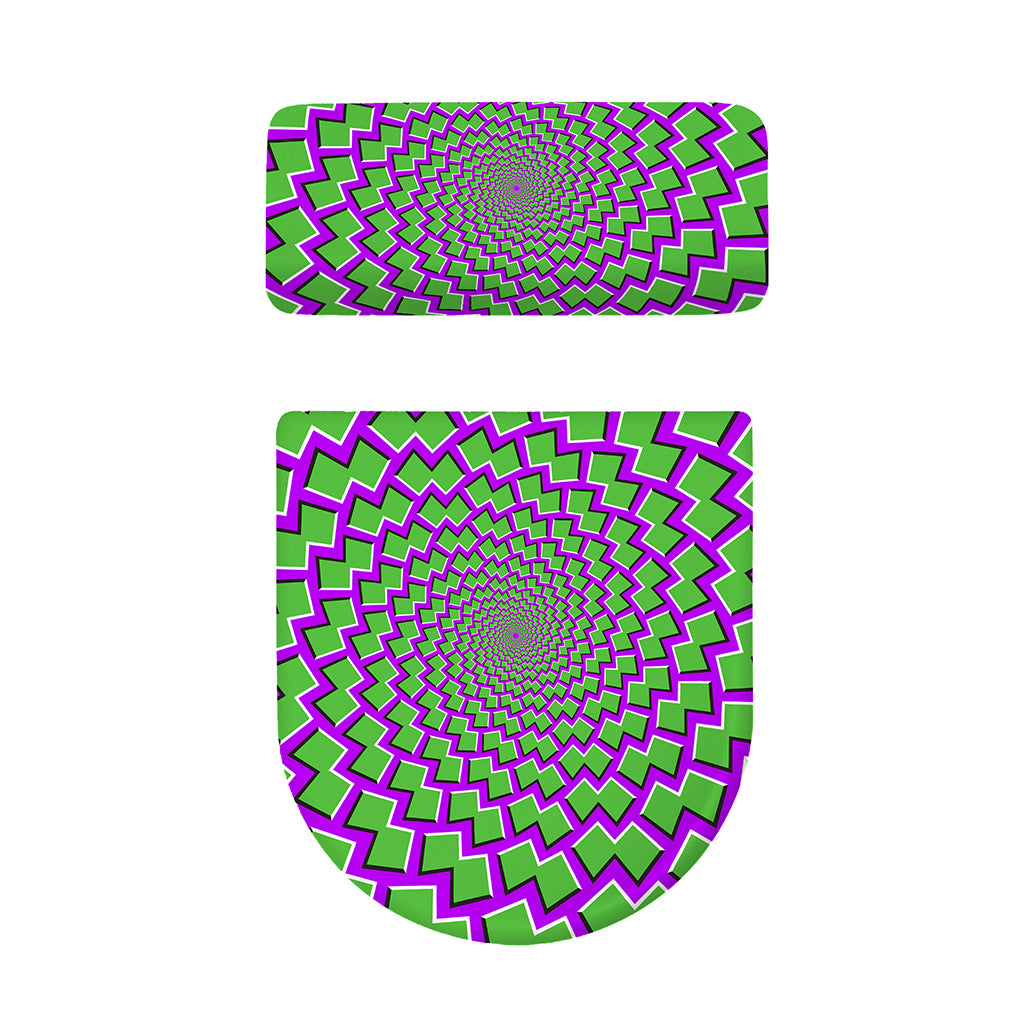 Green Shapes Moving Optical Illusion Toilet Lid And Tank Cover Set