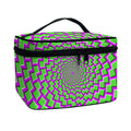Green Shapes Moving Optical Illusion Travel Makeup Bag