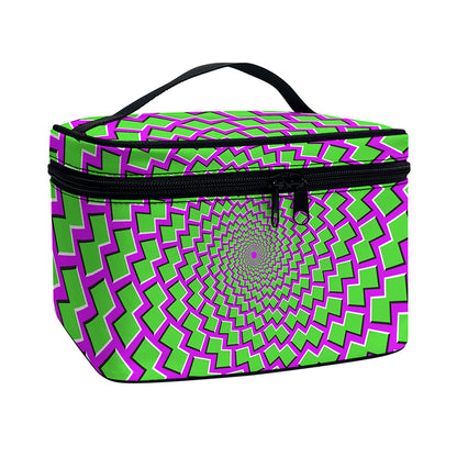 Green Shapes Moving Optical Illusion Travel Makeup Bag