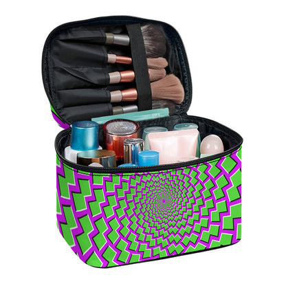 Green Shapes Moving Optical Illusion Travel Makeup Bag