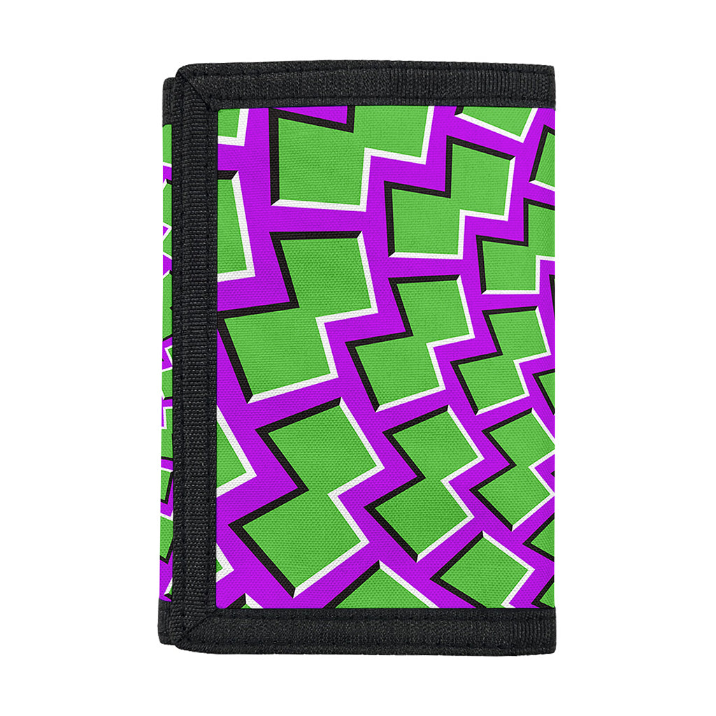 Green Shapes Moving Optical Illusion Trifold Wallet