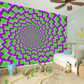 Green Shapes Moving Optical Illusion Wall Sticker