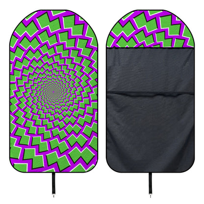 Green Shapes Moving Optical Illusion Waterproof Car Seat Cover