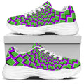 Green Shapes Moving Optical Illusion White Chunky Shoes