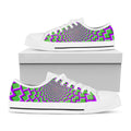 Green Shapes Moving Optical Illusion White Low Top Sneakers