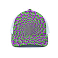 Green Shapes Moving Optical Illusion White Mesh Trucker Hat