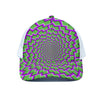 Green Shapes Moving Optical Illusion White Mesh Trucker Cap