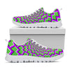 Green Shapes Moving Optical Illusion White Running Shoes