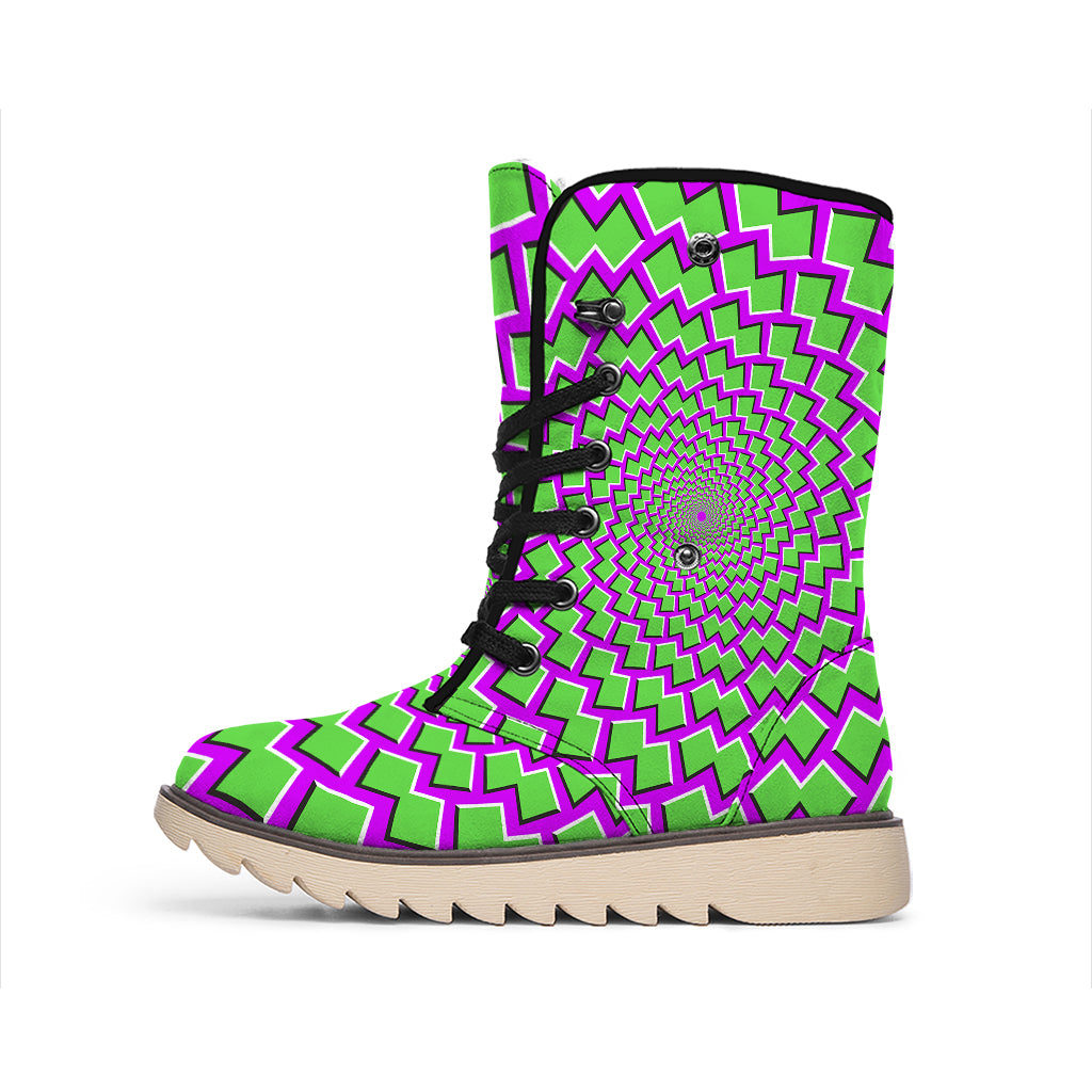 Green Shapes Moving Optical Illusion Winter Boots