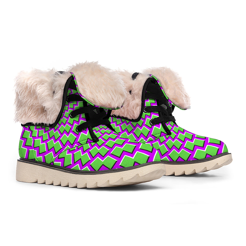 Green Shapes Moving Optical Illusion Winter Boots