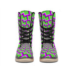 Green Shapes Moving Optical Illusion Winter Boots