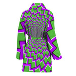 Green Shapes Moving Optical Illusion Women's Bathrobe