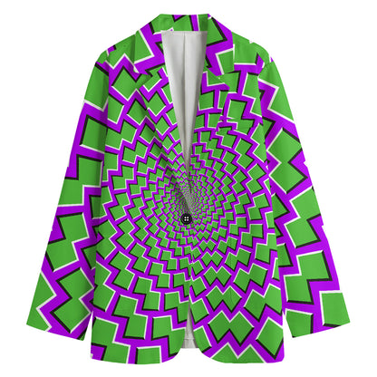 Green Shapes Moving Optical Illusion Women's Blazer
