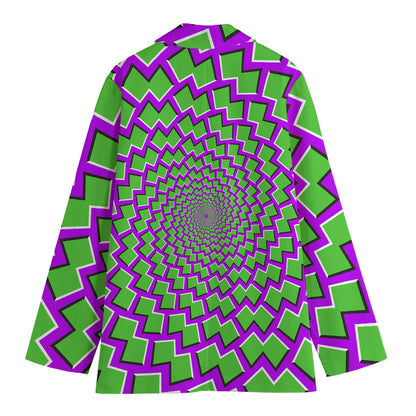 Green Shapes Moving Optical Illusion Women's Blazer