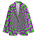 Green Shapes Moving Optical Illusion Women's Cotton Blazer
