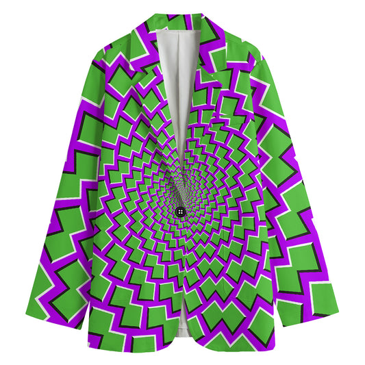 Green Shapes Moving Optical Illusion Women's Cotton Blazer