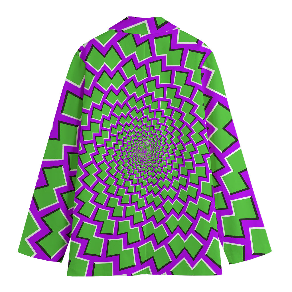 Green Shapes Moving Optical Illusion Women's Cotton Blazer