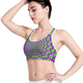 Green Shapes Moving Optical Illusion Women's Sports Bra