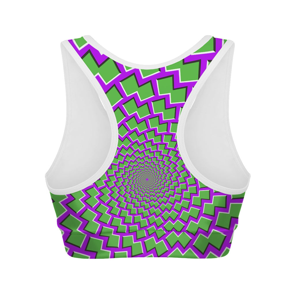 Green Shapes Moving Optical Illusion Women's Sports Bra