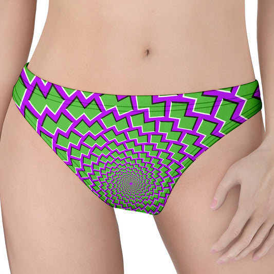 Green Shapes Moving Optical Illusion Women's Thong