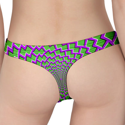 Green Shapes Moving Optical Illusion Women's Thong