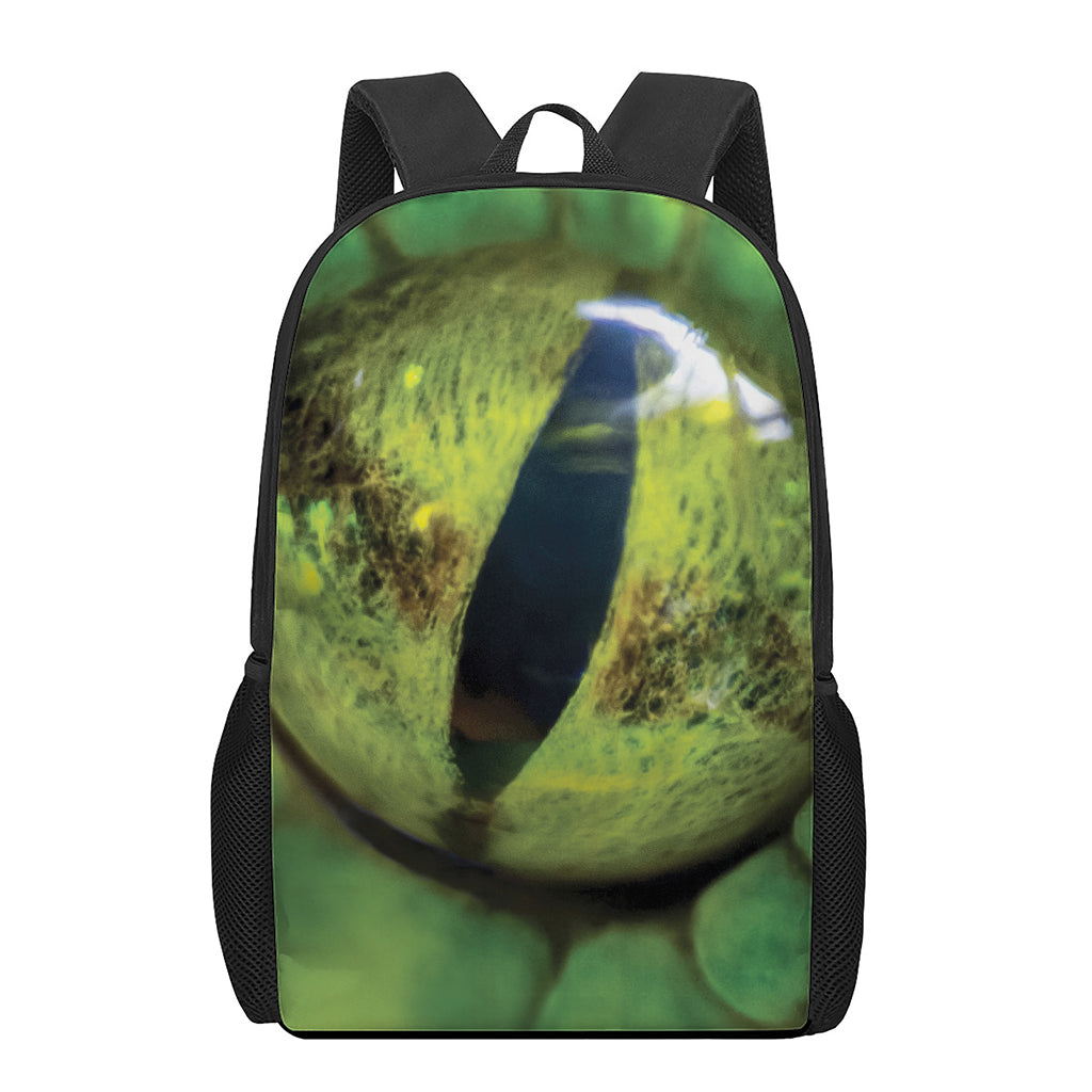 Green Snake Eye Print 17 Inch Backpack