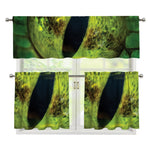 Green Snake Eye Print 3 Piece Kitchen Curtains