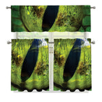 Green Snake Eye Print 3 Piece Kitchen Curtains
