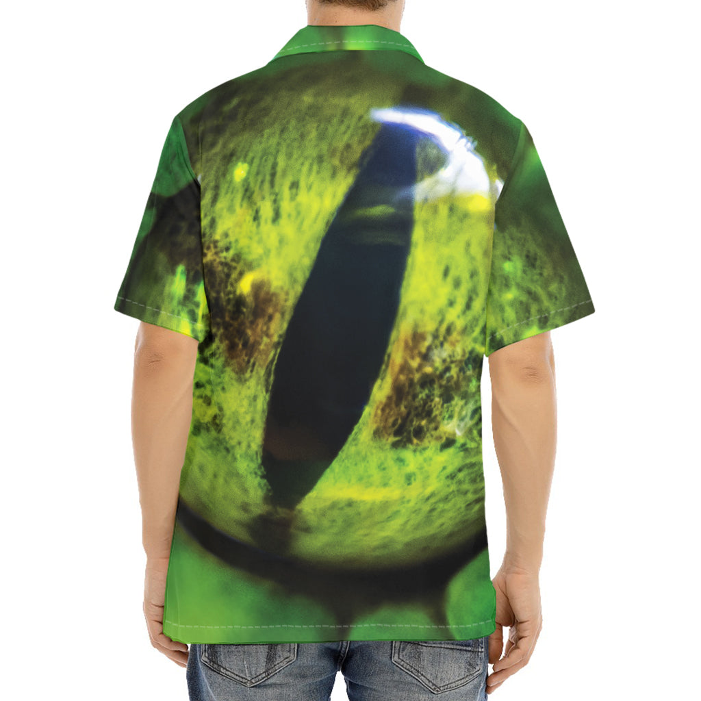 Green Snake Eye Print Aloha Shirt