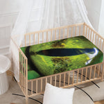 Green Snake Eye Print Baby Crib Sheet